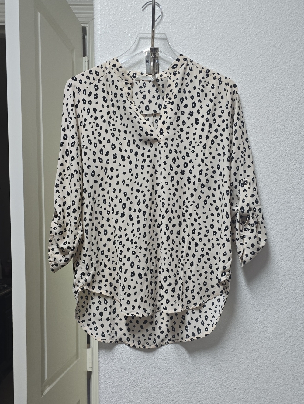 Lush Cream and Black Leopard Print Button-Up Blouse